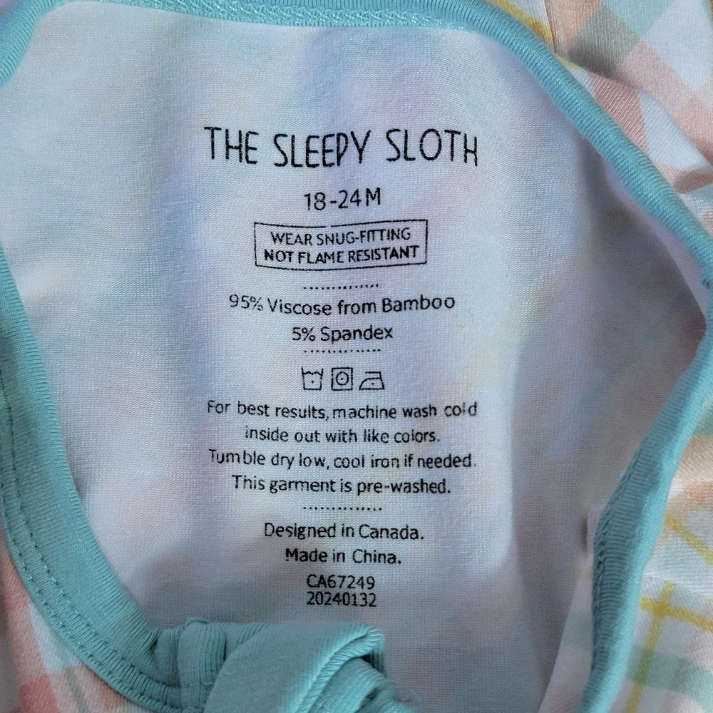 The Sleepy Sloth‎ Bamboo Plaid Zippy Pajamas 18-24M Footed Sleepsuit Pastel